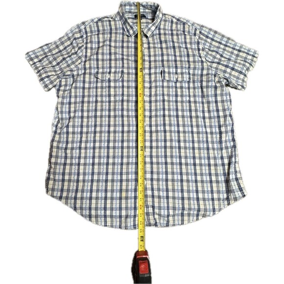 Croft & Barrow Shirt Mens XXL Quick Dry Plaid Blue Button Up Pre-owned - Picture 4 of 8